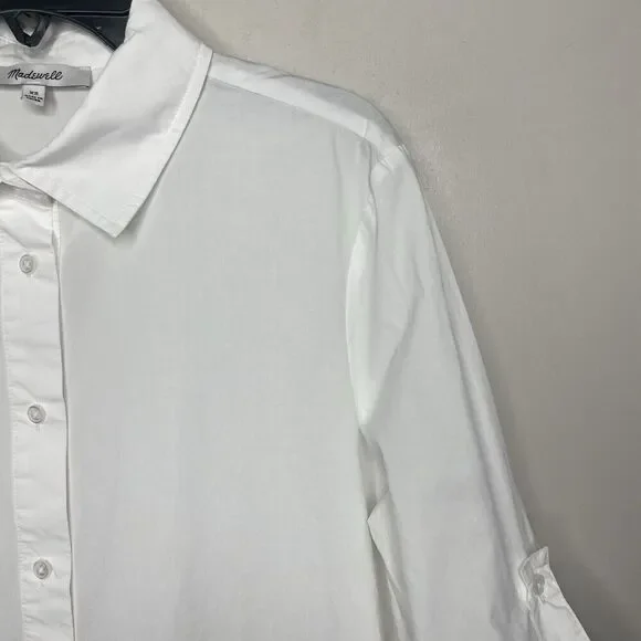 MADEWELL Shirt Dress Women XS Button Front Mini Cotton Poplin Crisp White NS126 - Picture 5 of 13